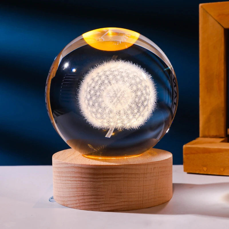 3D Glowing Planetary Crystal Ball Night Light