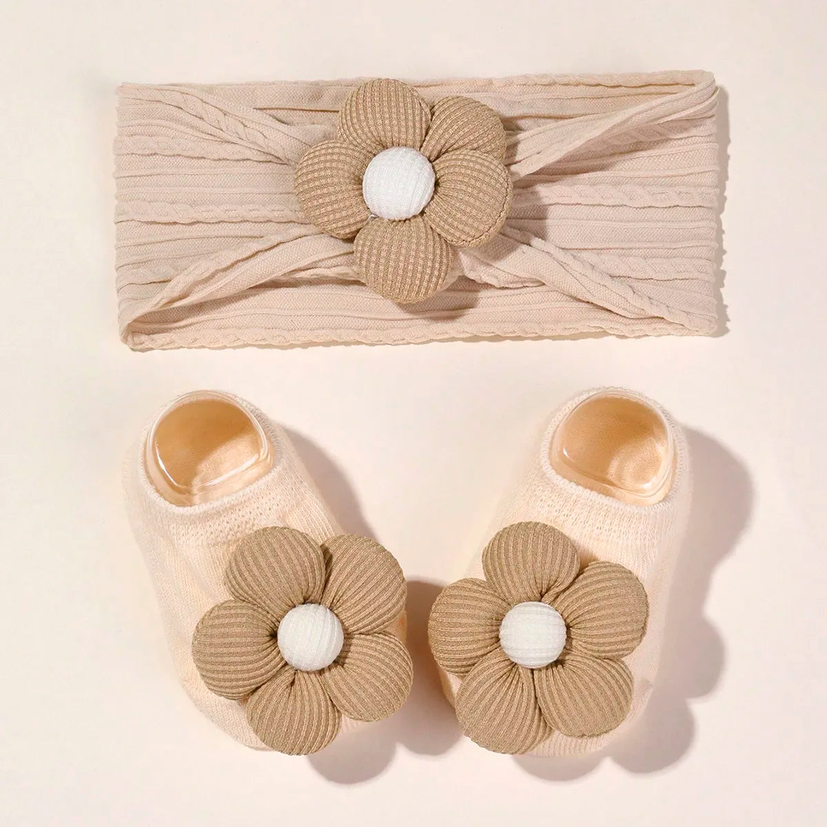 2 Pcs/Set Baby Girls Headband Socks Set Newborn Girls Cute Flowers Toddler Princess Sock Autumn Infant Hair Accessories Gift