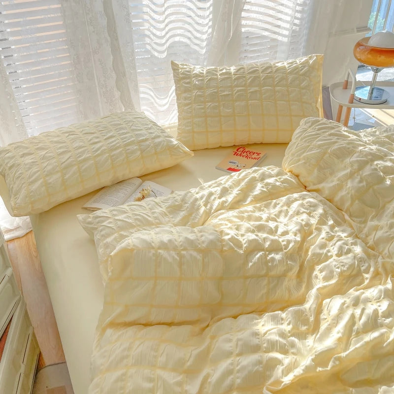 Simple Solid-Color Puffon Quilt Cover