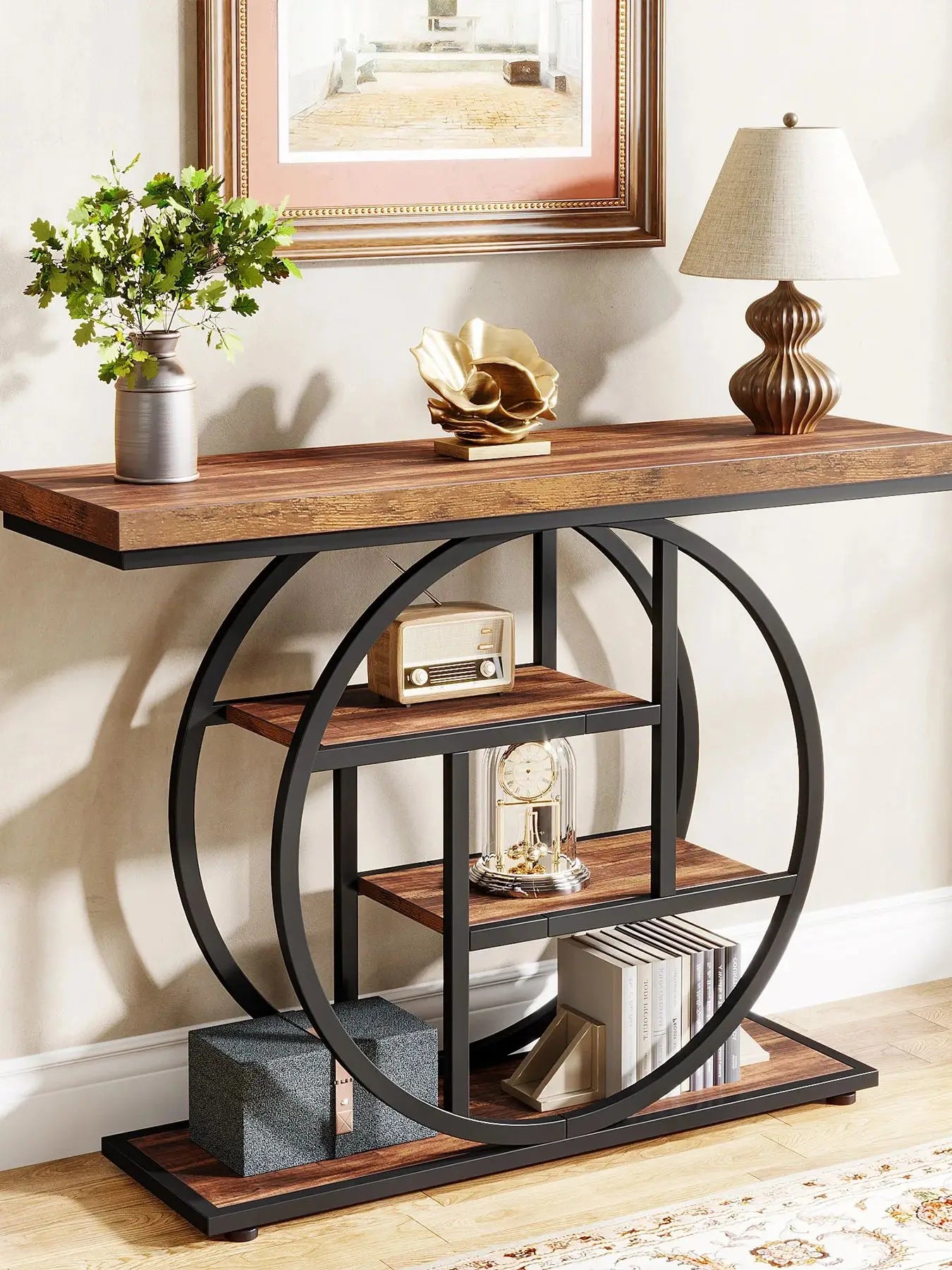 Console Table, 4-Tier Entryway Table, 41.3 Inch Industrial Sofa Table