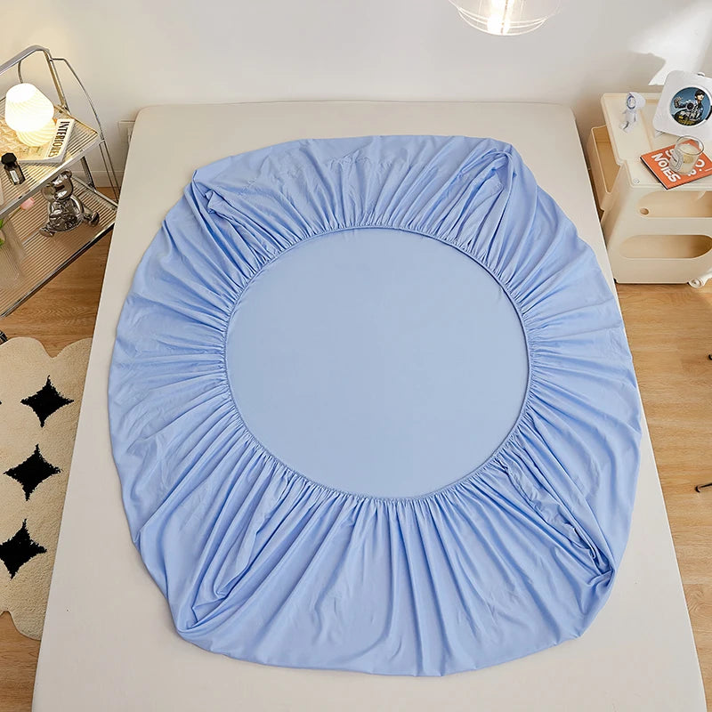 Kuup Polyester 3pcs Solid Color Queen Size Bedding Set - Fitted Sheet & Pillowcases with Elastic Band Mattress Cover