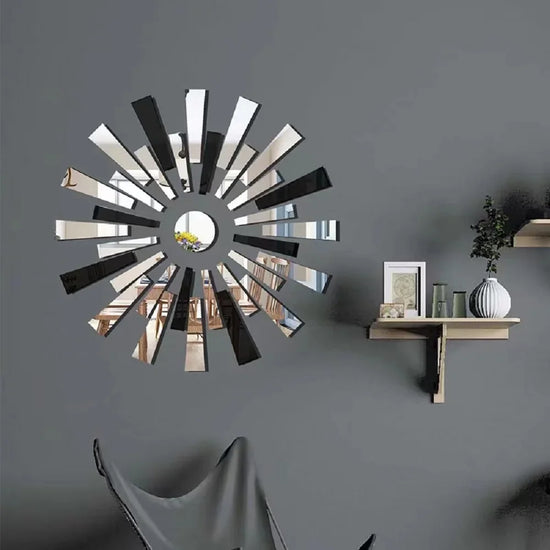 Sun 3D Mirror Wall Sticker Acrylic Self Adhesive Home Decor