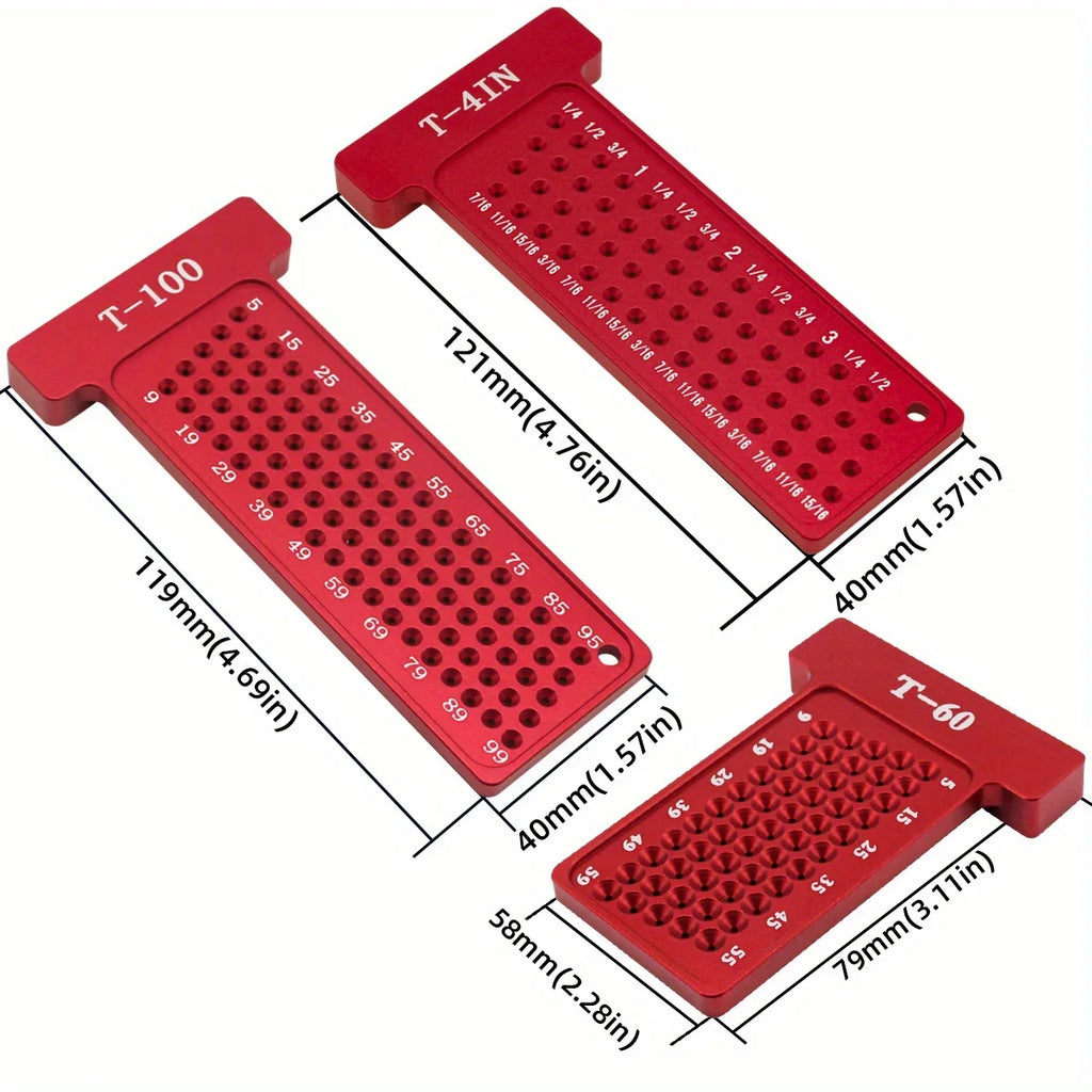 Woodworking scribe Metric, T-Square Hole Pocket Ruler Aluminum