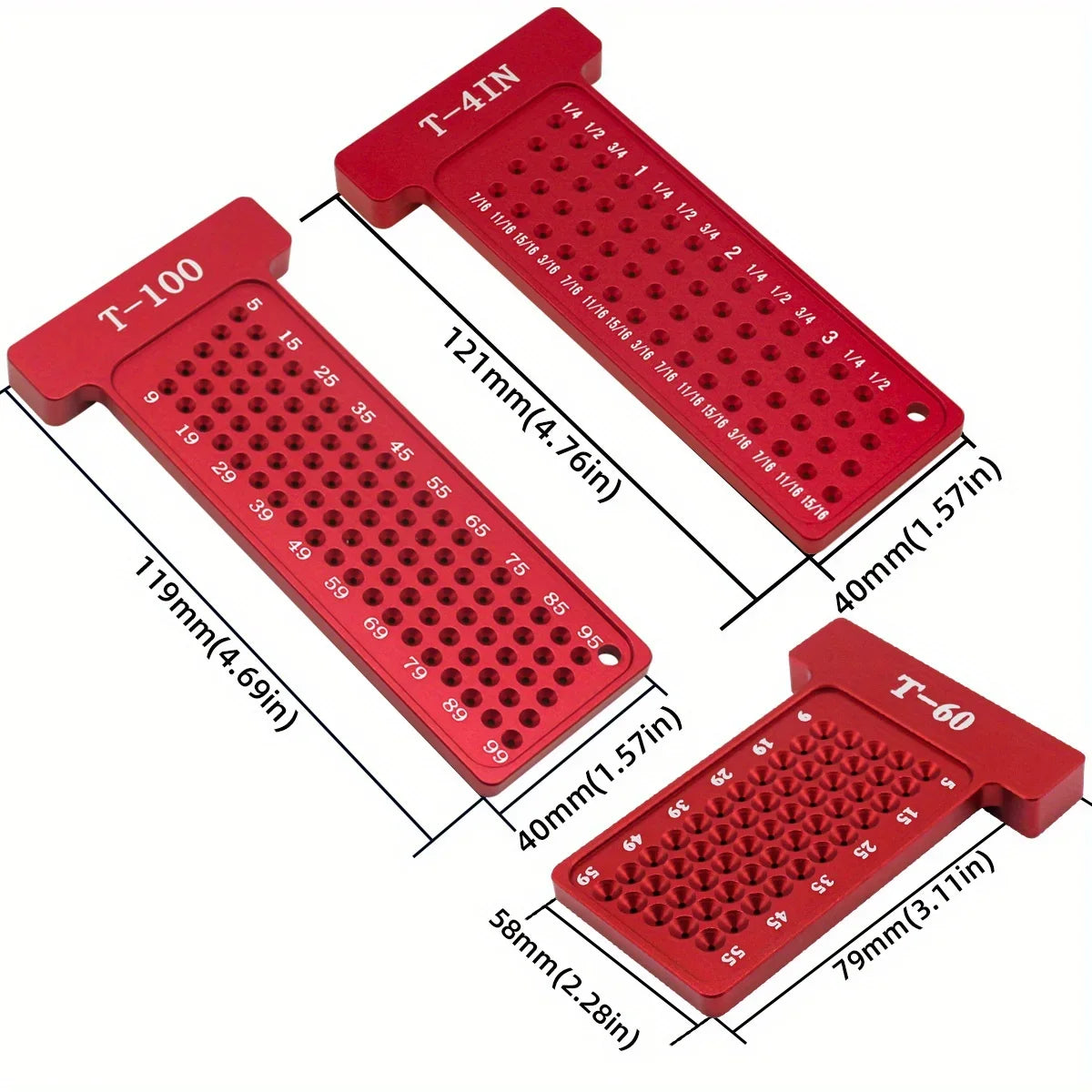 Woodworking scribe Metric, T-Square Hole Pocket Ruler Aluminum