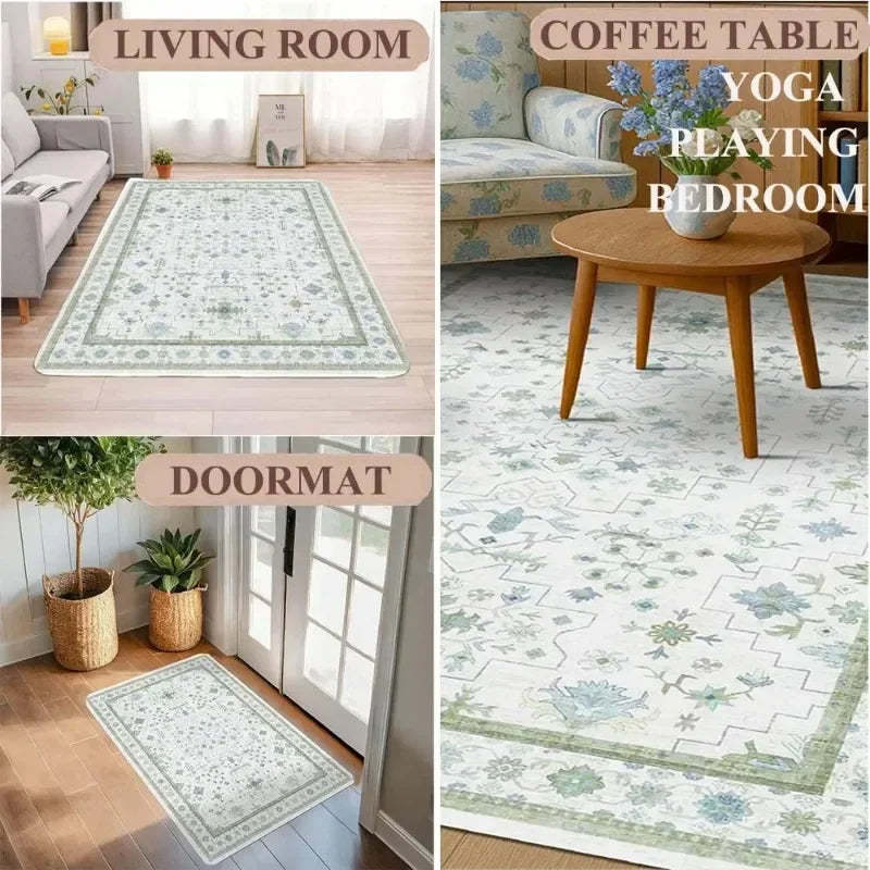 Mid Century Carpet Home Decoration Carpets Green Vintage Rugs For Bedroom, Living Room