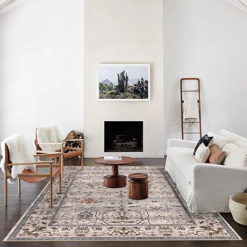 European Style Vintage Rugs for Large Areas, Living Room, Bedroom, Non-slip Rugs