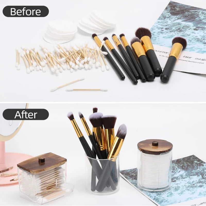 Bathroom Organizer Accessories Set, Q-tip Holder, Cotton balls, Cotton Pads, jars