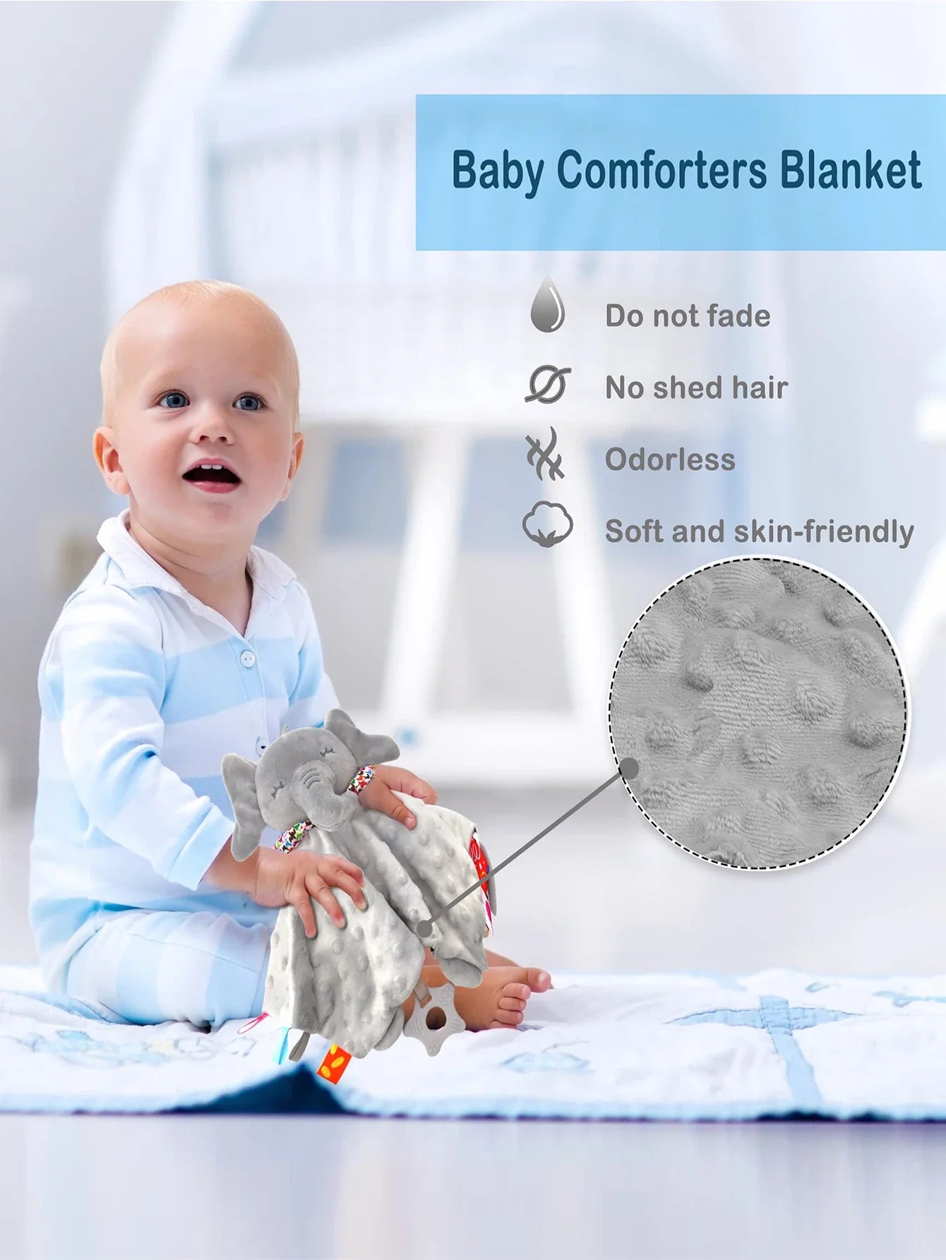 Elephant Baby Comforter, Blanket, Towel' Soothes and Reassures
