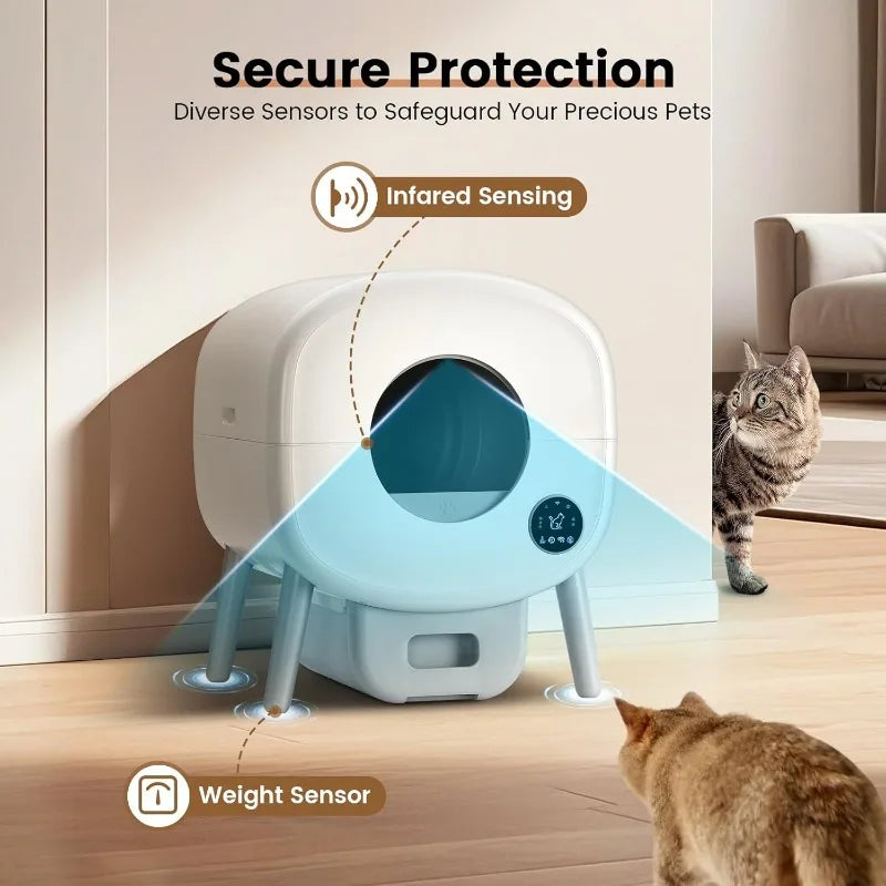 Extra Large Automatic Litter Box, Self Cleaning  For Multiple Cats, Odor-Free