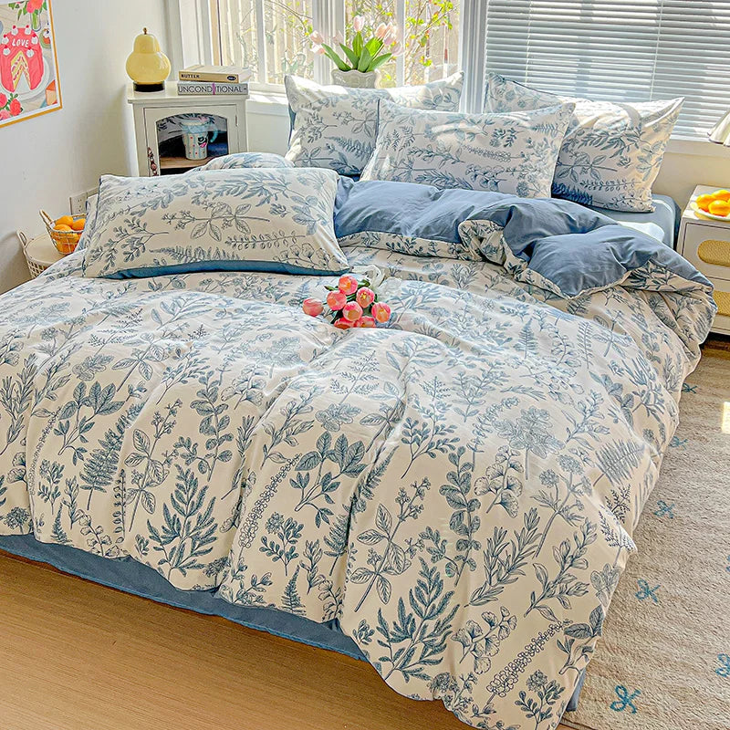 Washed Cotton Double Yarn Single Quilt Cover Korean Version Duvet Skin Friendly Bedding