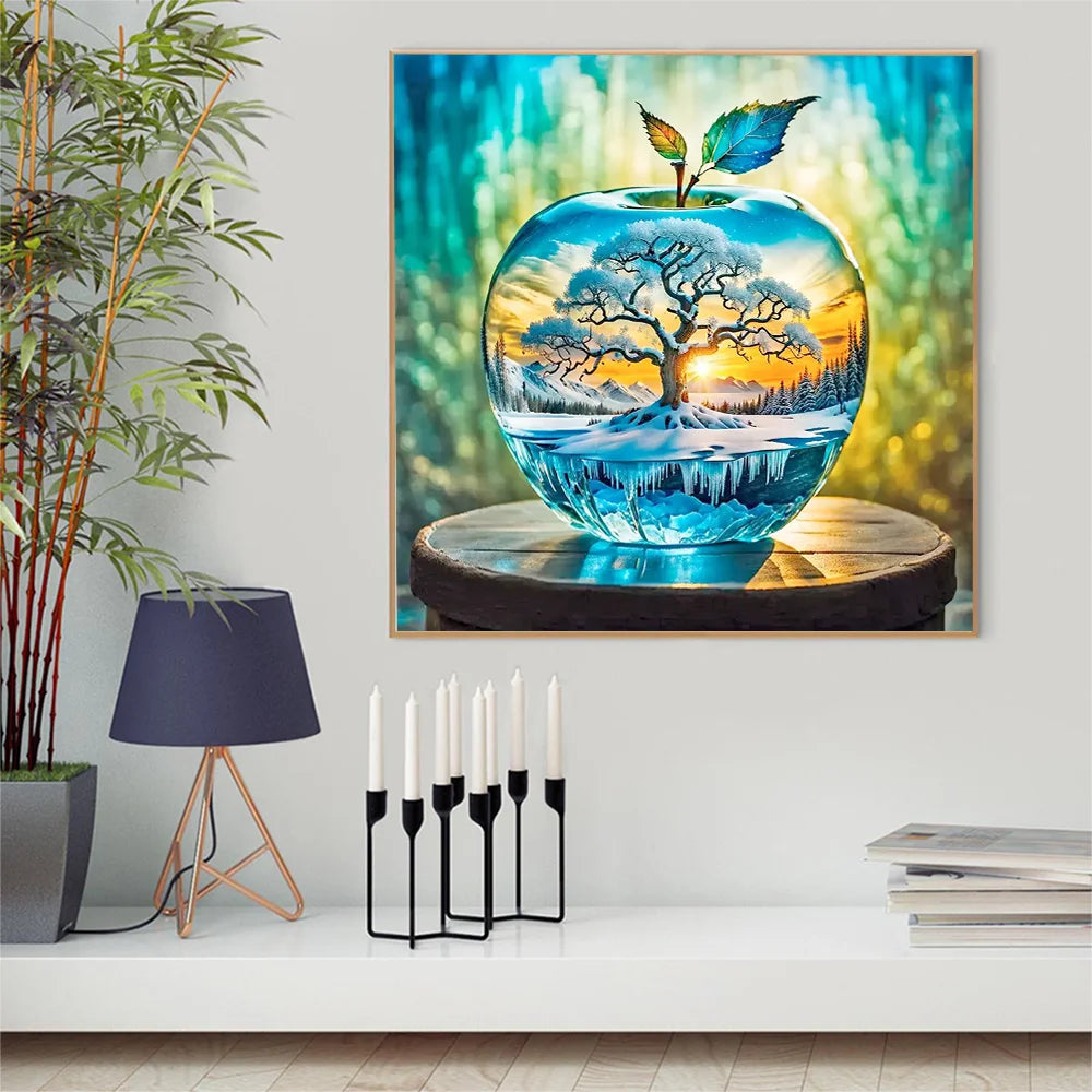 Evershine 5D Diamond Painting, Apple Diamond Mosaic Snow Landscape, Rhinestones