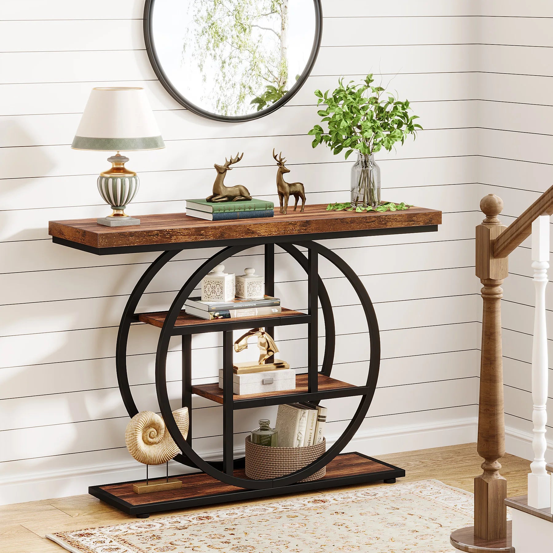 Console Table, 4-Tier Entryway Table, 41.3 Inch Industrial Sofa Table