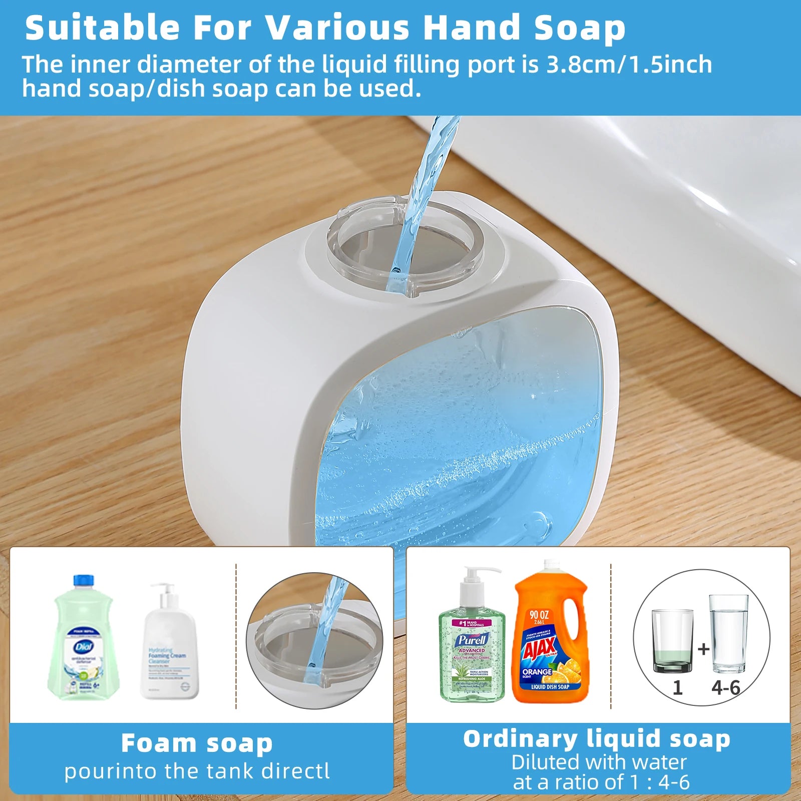 Wall Mounted Automatic Soap Dispenser Foam 500ml Rechargeable