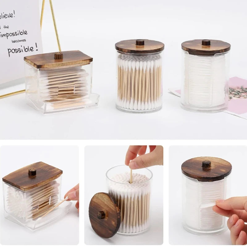 Bathroom Organizer Accessories Set, Q-tip Holder, Cotton balls, Cotton Pads, jars