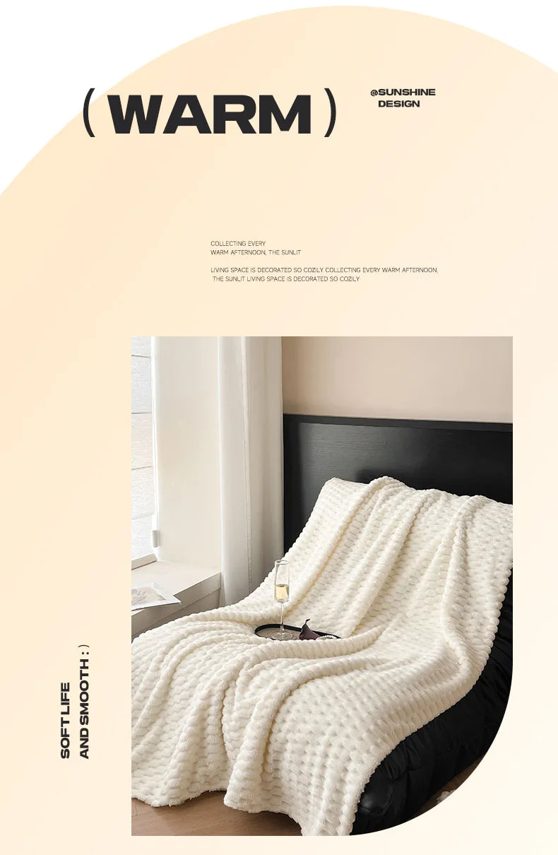 Super Soft Throw Blanket Ivory Premium Silky Flannel Fleece 3D Clouds All Season Use