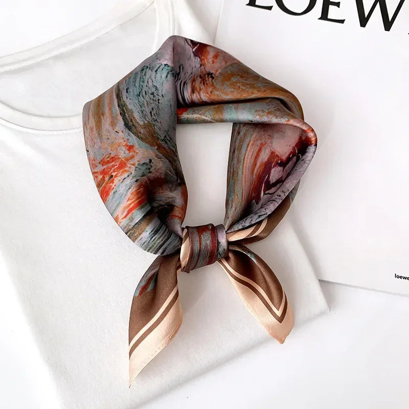 Scarf 100% Silk Bandana Women Square Scarves, Luxury High Quality