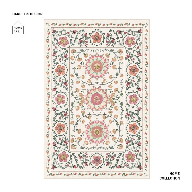 European Style Vintage Rugs for Large Areas, Living Room, Bedroom, Non-slip Rugs