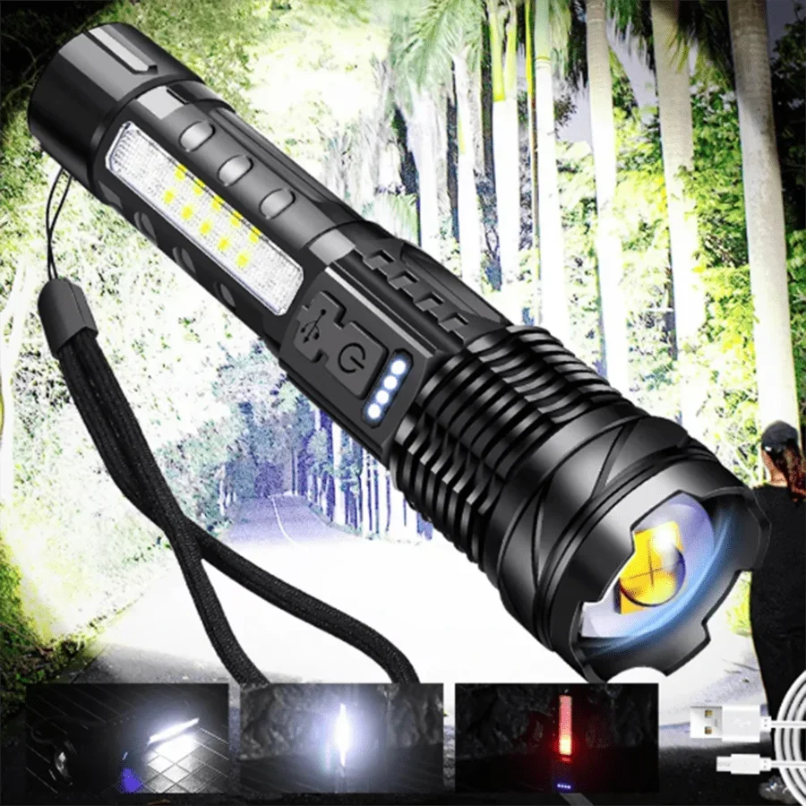 Strong Flashlight, Long Endurance on a charge, Long Range Illumination, with Work light