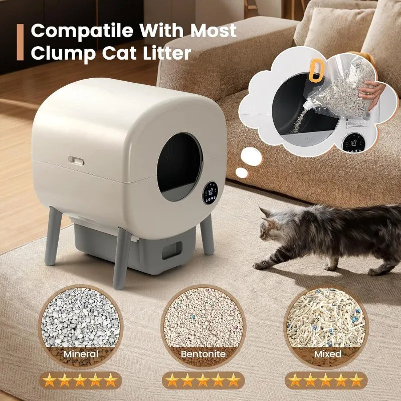 Extra Large Automatic Litter Box, Self Cleaning  For Multiple Cats, Odor-Free