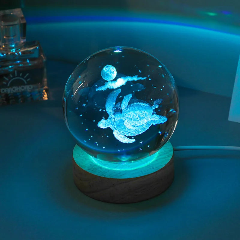 3D Glowing Planetary Crystal Ball Night Light