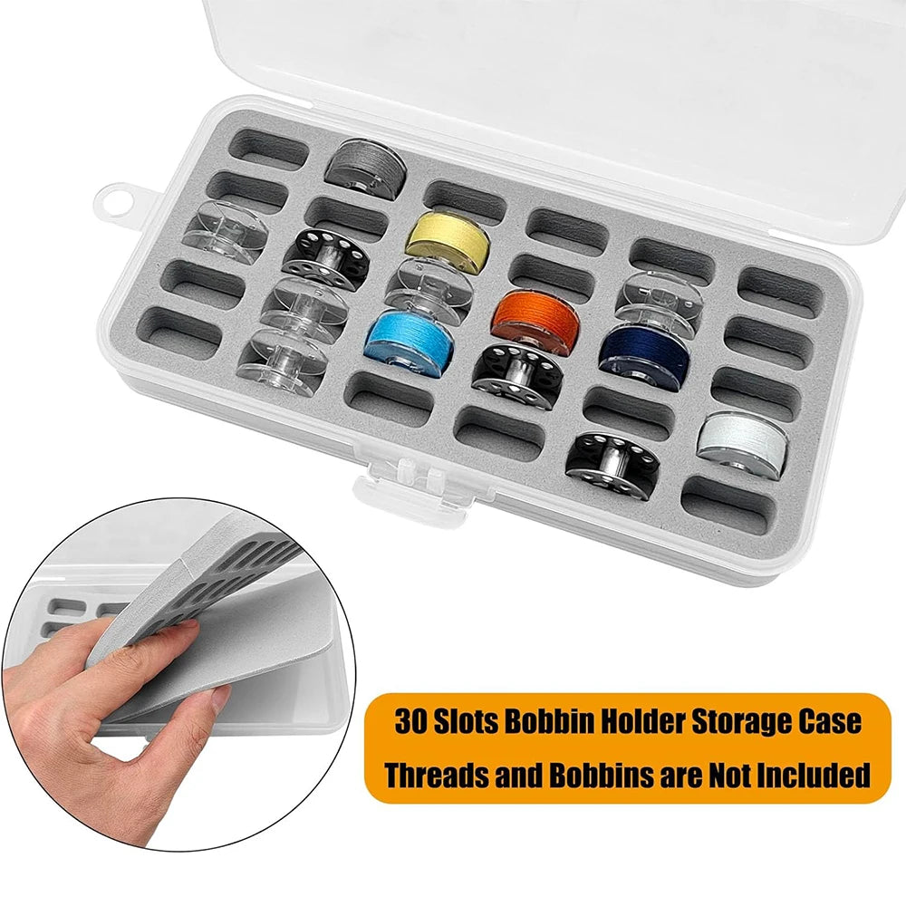 30 Grid Bobbin Storage Box Empty Clear Plastic Lid For Household Craft Sewing Accessories Tool