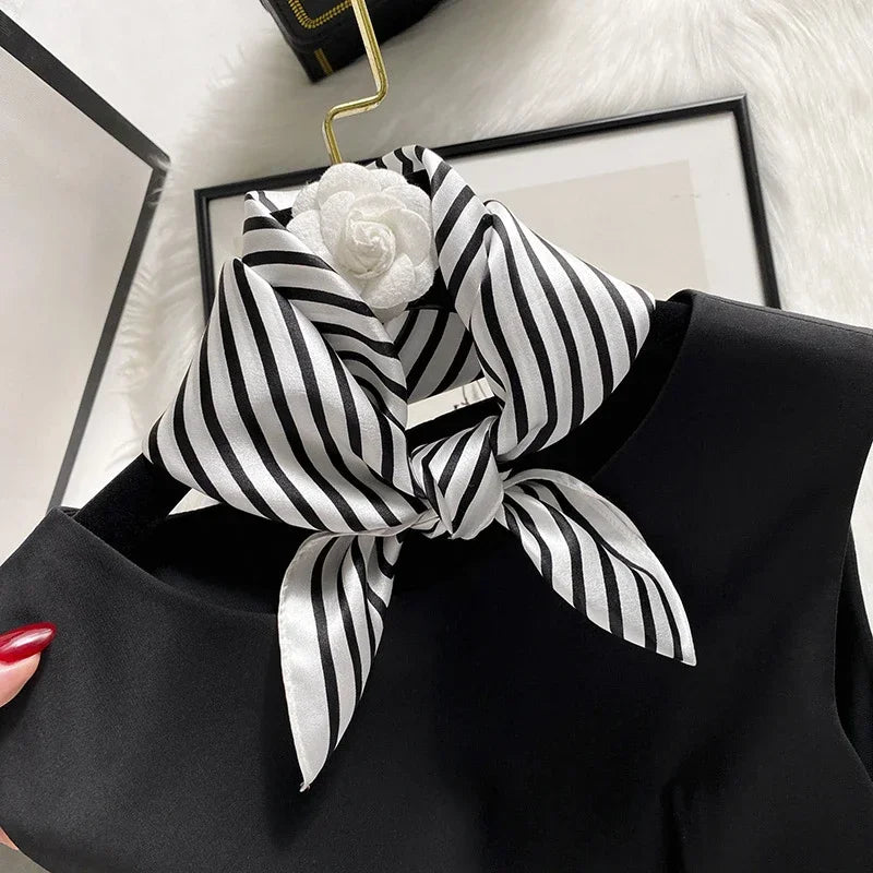 Scarf 100% Silk Bandana Women Square Scarves, Luxury High Quality