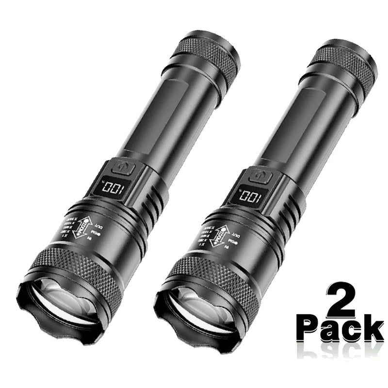Rechargeable LED Flashlight Zoomable Torch COB Side Led 7 Modes Waterproof High Power, Outdoor