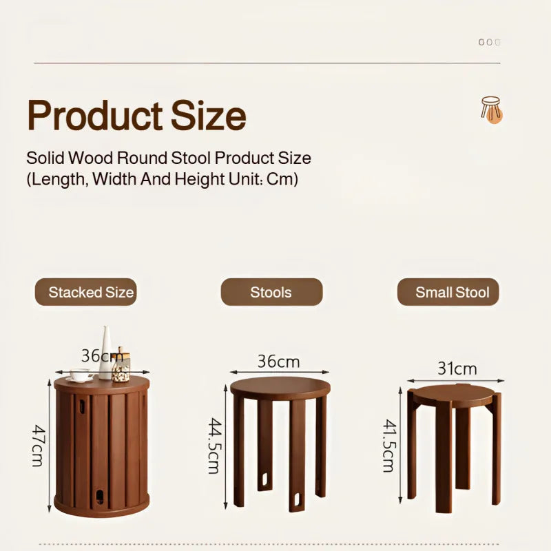 Multifunction Solid Wood Stools, One Turns Into 4 Stools, Strong