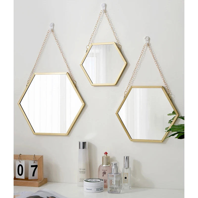 Hexagon Shaped Mirrors Wall Decor
