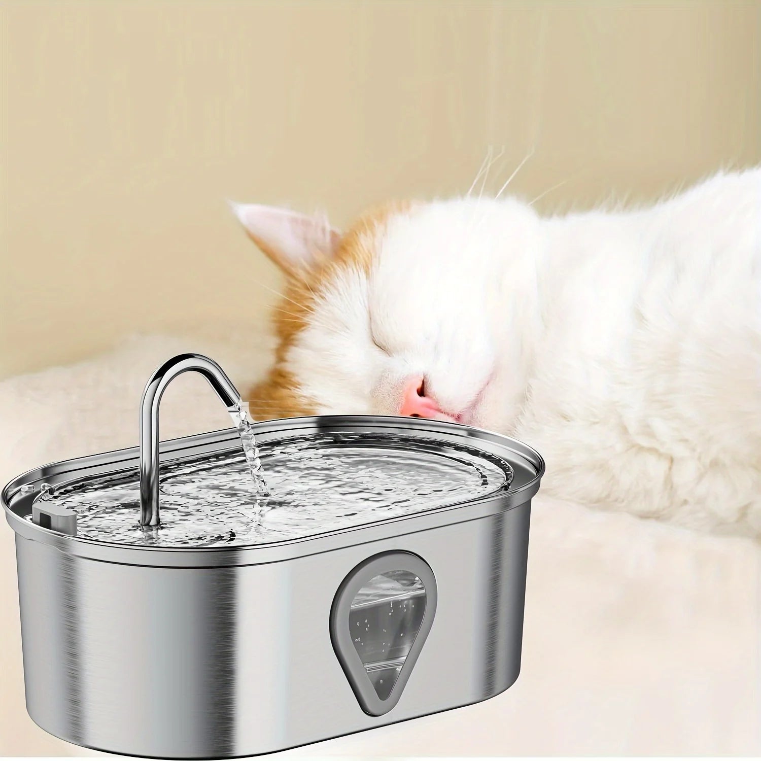 3.5 Large Capacity Pet Water Dispenser Automatic Stainless Steel, LED Lighting