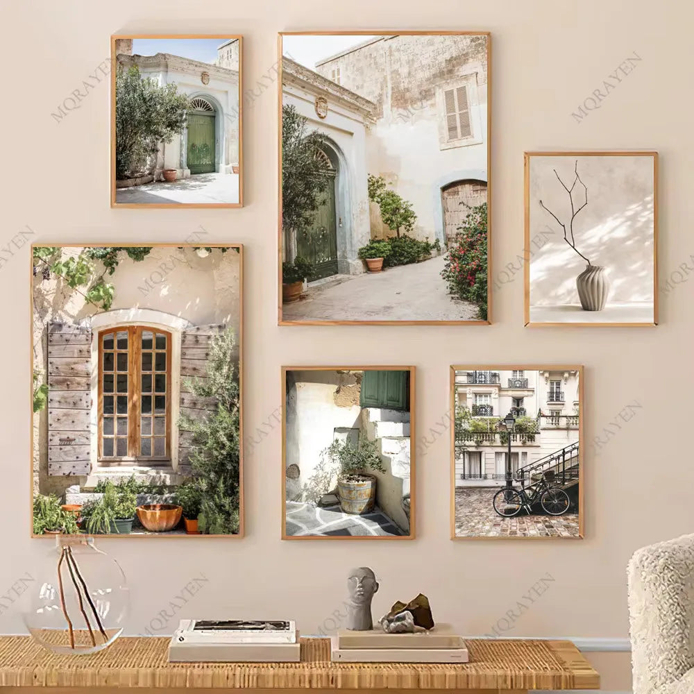 Scandinavian Bohemian Wall Art. Spanish Italy Puglia Architecture, Print on Canvas