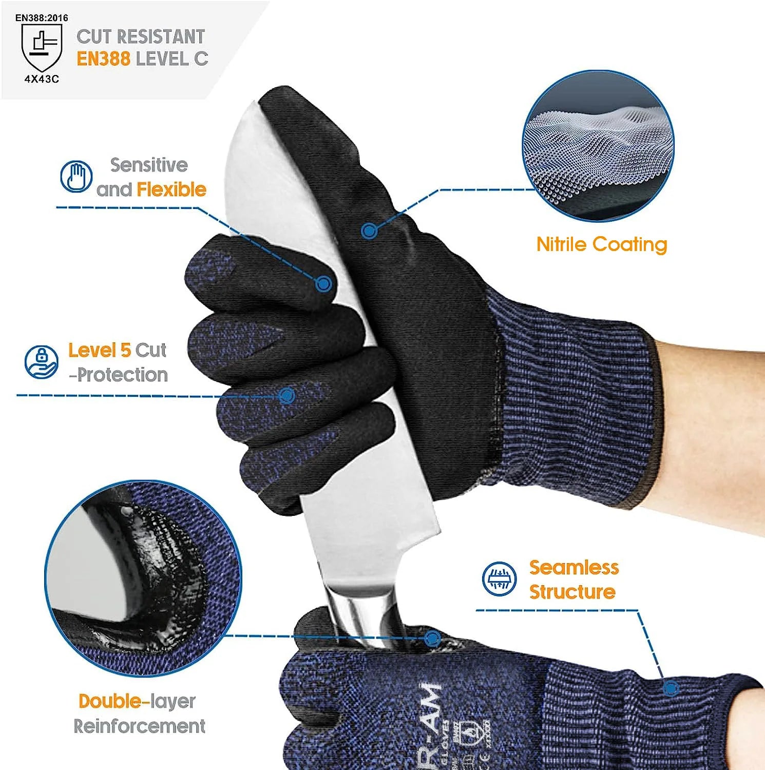 Cut-Resistant Level 5 Gloves for Heavy Duty Work