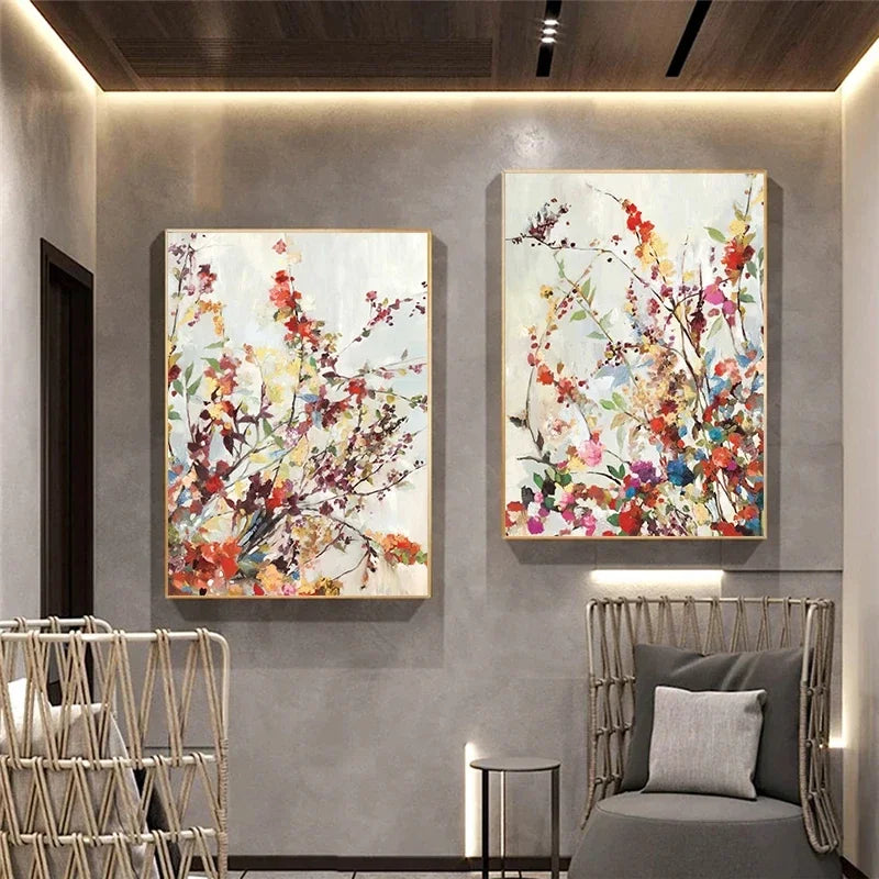 Abstract Flower Wall Art Splash Of Color Canvas Painting