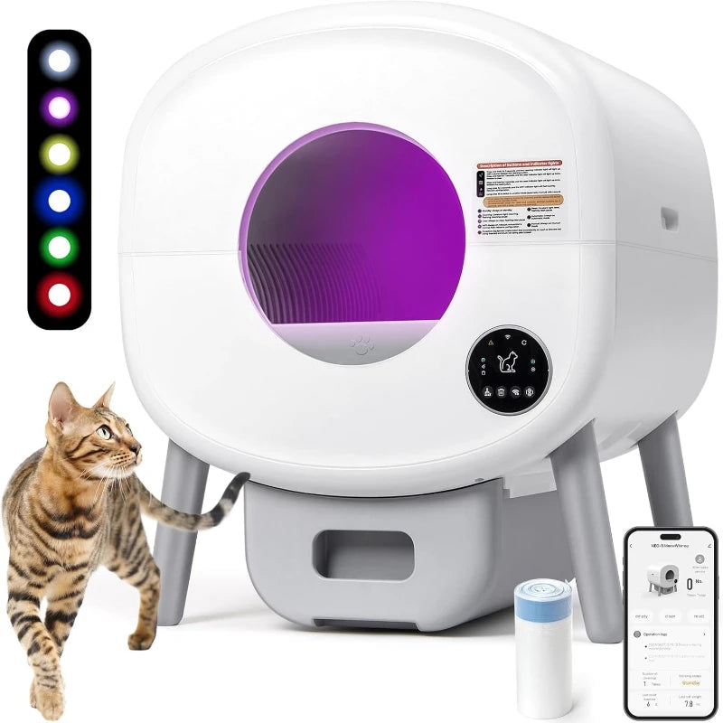 Extra Large Automatic Litter Box, Self Cleaning  For Multiple Cats, Odor-Free