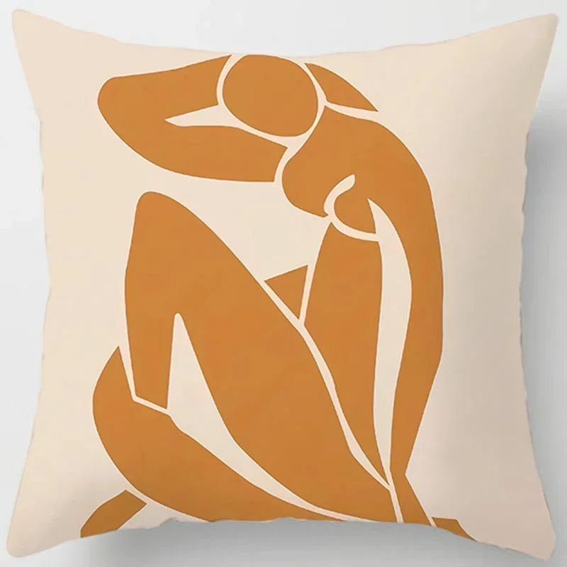 Brown Geometric Print Square Pillowcase Home Goods Car Sofa Cushion Cover