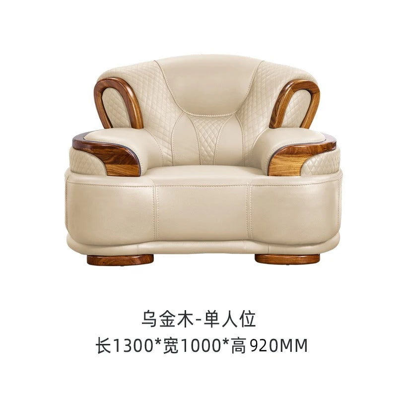 Luxury Living Room Furniture, Leather and Wood, Sold by Individual Pieces