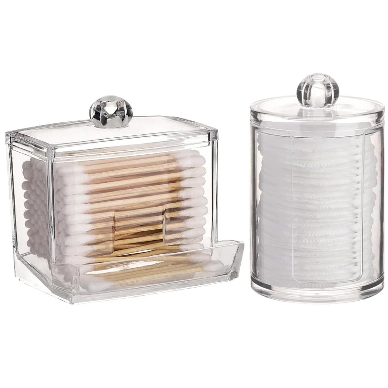 Bathroom Organizer Accessories Set, Q-tip Holder, Cotton balls, Cotton Pads, jars