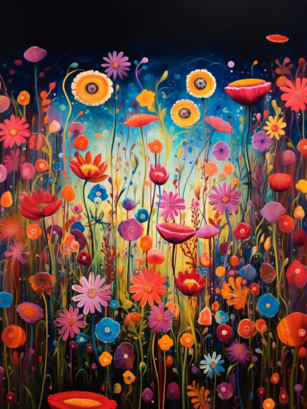 Beautiful Colorful Abstract Flower Canvas Poster Wall Art Pictures