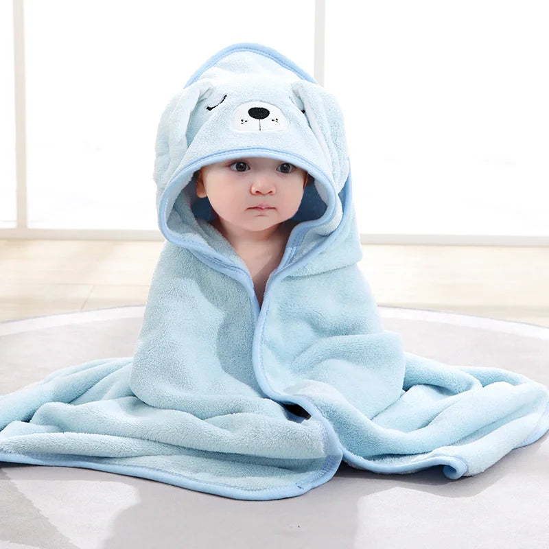 Cartoon Animal Hooded Bath Towel, Use As Blanket, Bathrobe, Swaddle