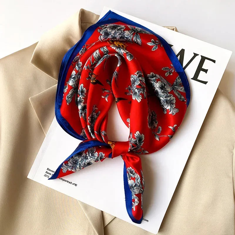 Scarf 100% Silk Bandana Women Square Scarves, Luxury High Quality