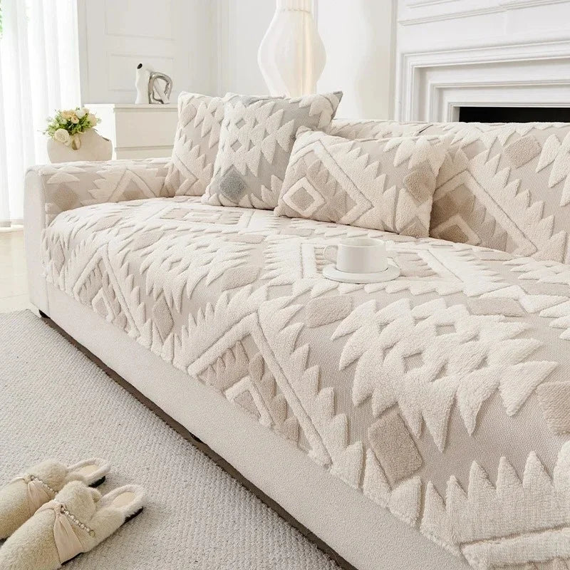 1PC Sofa Cover, Thicken Plush Comfortable Sofa Towel For Couch, Non-slip Anti Cat Protection