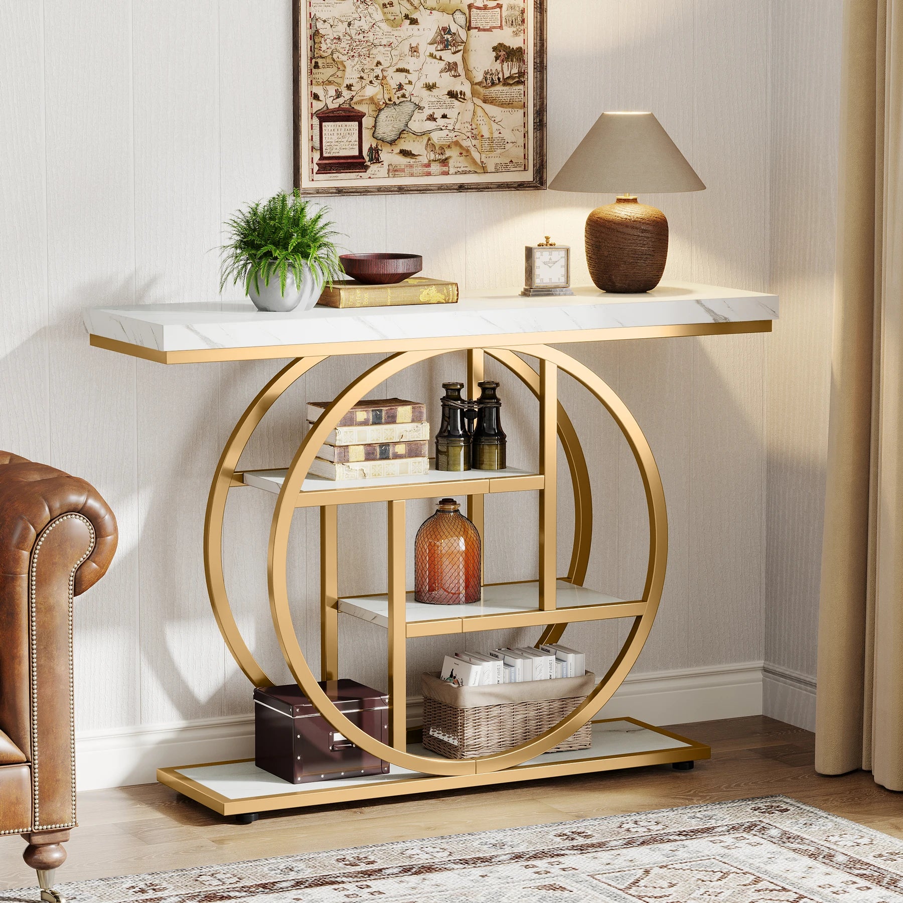 Console Table, 4-Tier Entryway Table, 41.3 Inch Industrial Sofa Table