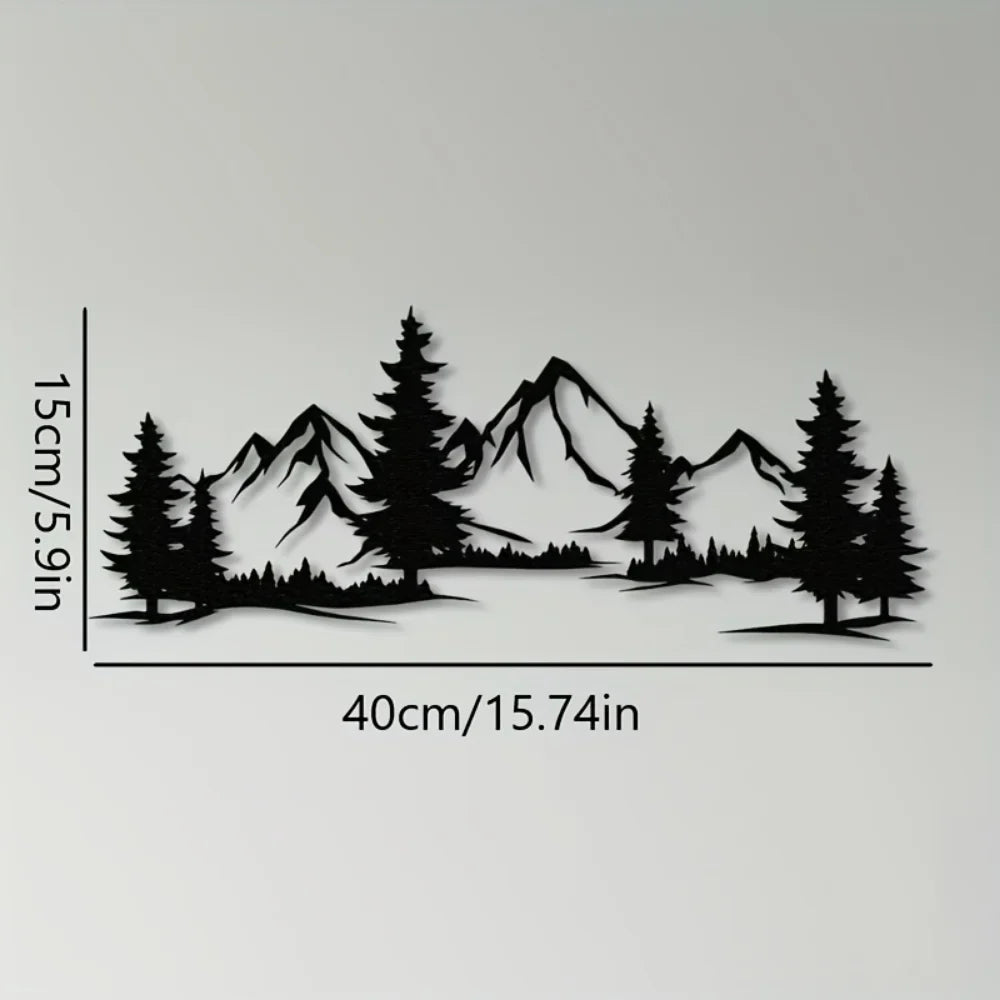 Wall Art Rustic Black Metal Scenic Scenes Pines Mountains