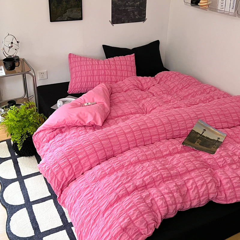 Simple Solid-Color Puffon Quilt Cover