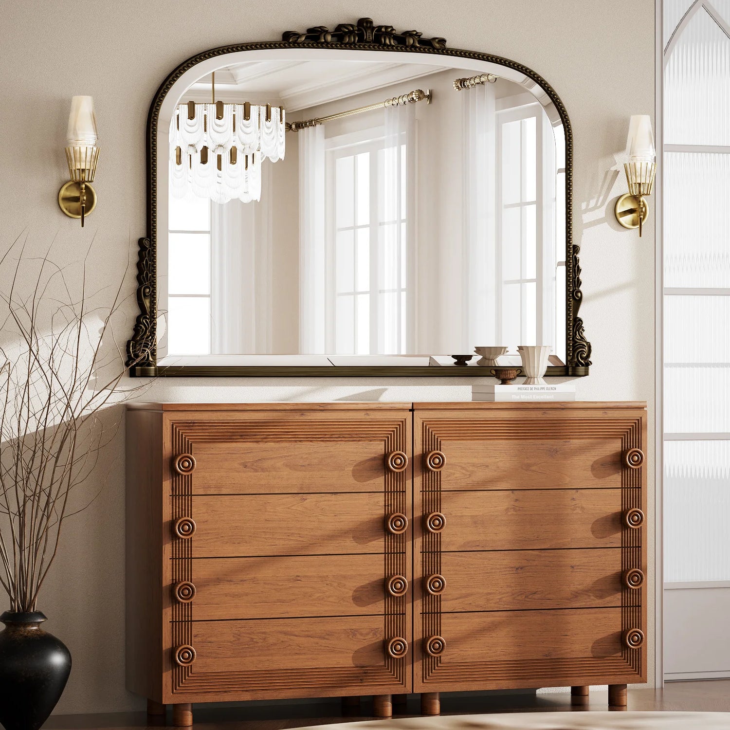 Beautypeak Arched Mirror, Vintage Decor Mirror, Wall Mounted