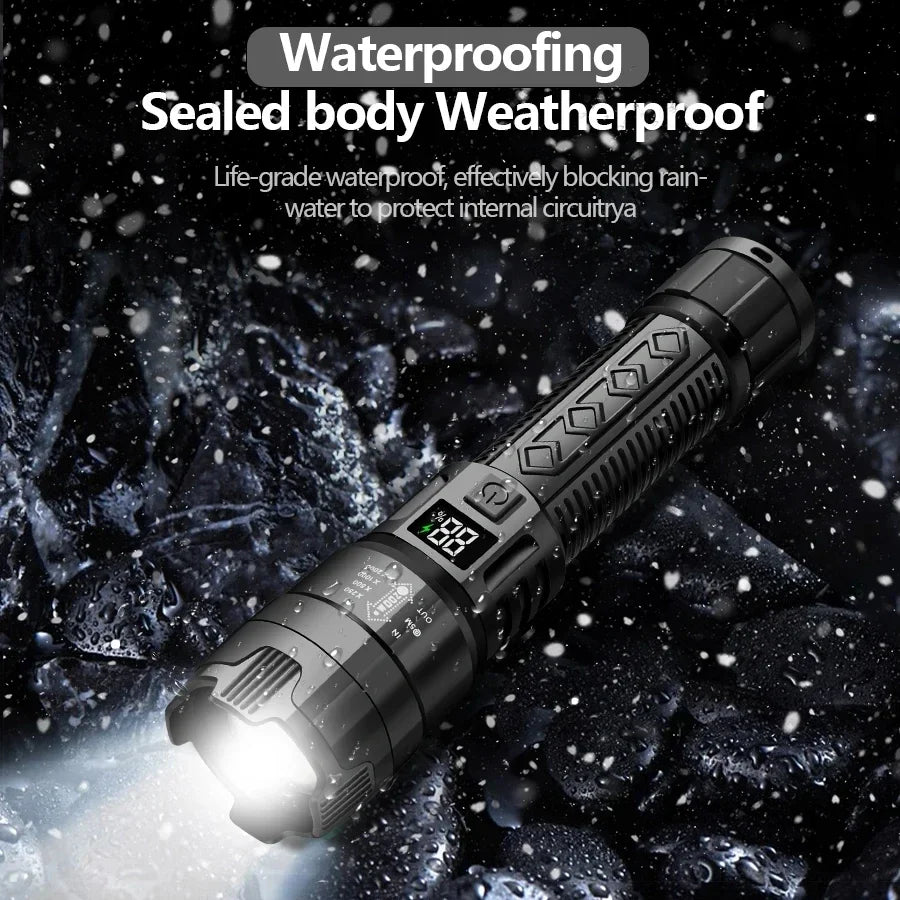 High Power 2000LM LED Flashlight Built-in Battery USB Rechargeable Strong Light Tactical Torch Outdoor Lantern