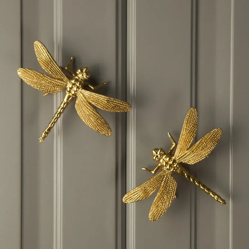 Gold Dragonfly Metal Art, Or Drawer Handles, Or Dresser Pulls