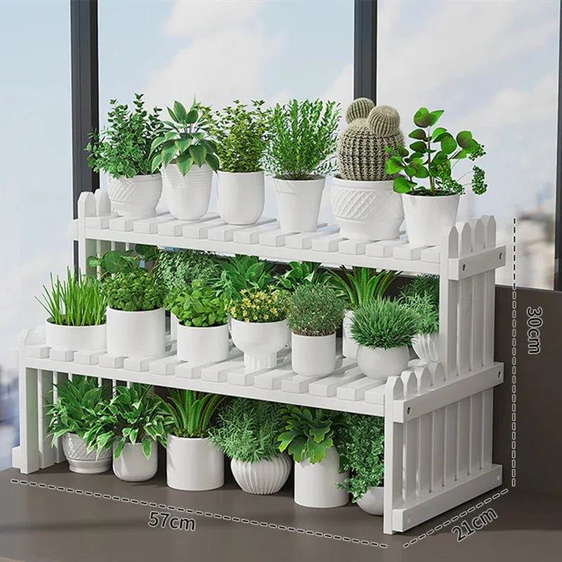 2 Tier Natural Bamboo Shelf For Plants, Books, Household