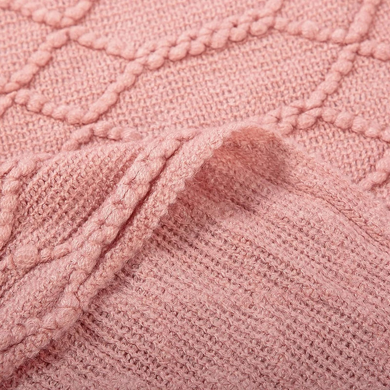 Nordic Knitted Throw Blanket with Fringe Luxury Bed or Sofa