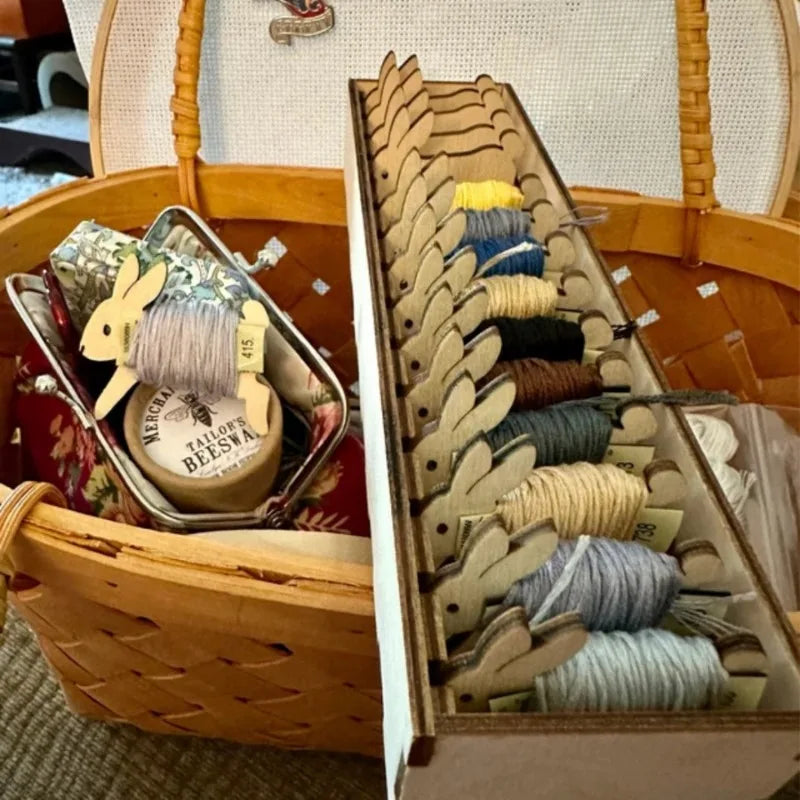 1 Spool Set For Yarn Storage, Wood, Dog, Sheep, Cat, Rabbit Shapes